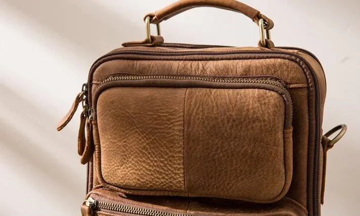 Cool Leather Brown Small Mens Messenger Bag Vintage Shoulder Bag  for Men