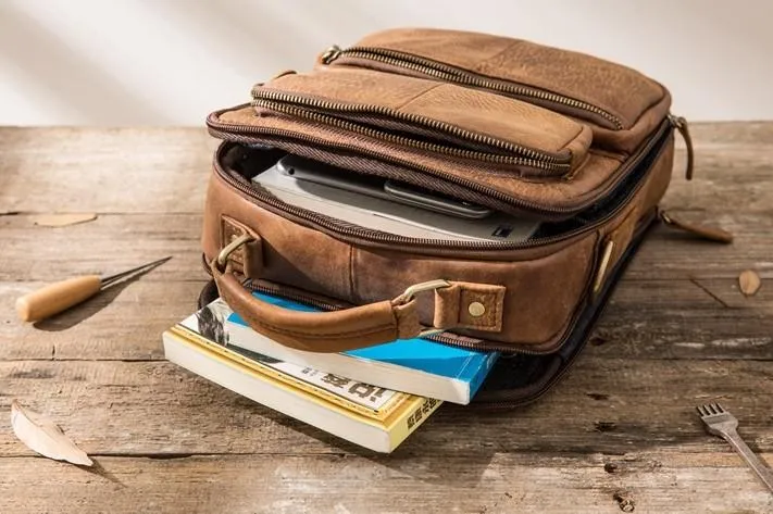 Cool Leather Brown Small Mens Messenger Bag Vintage Shoulder Bag  for Men