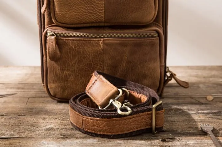 Cool Leather Brown Small Mens Messenger Bag Vintage Shoulder Bag  for Men