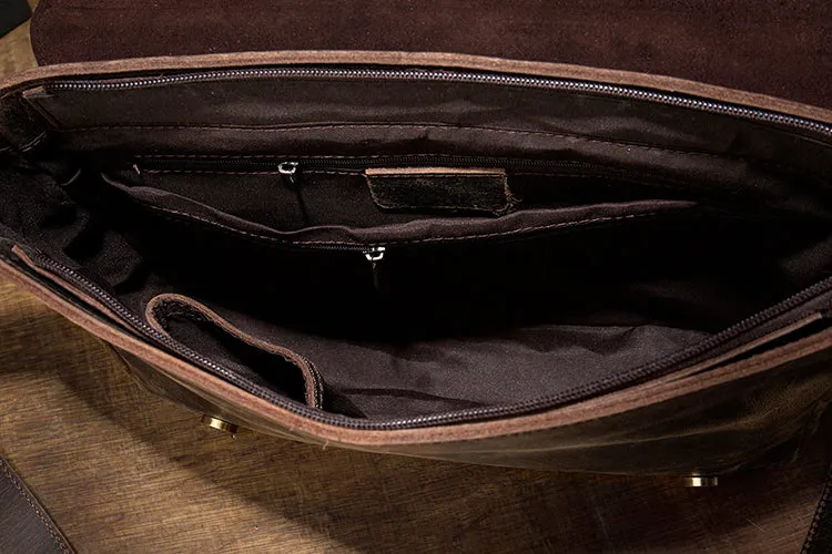 Cool Leather Coffee Mens Side Bag Messenger Bags Vintage Courier Bag for Men