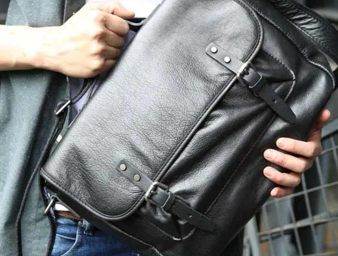 Cool Leather Mens Messenger Bag Briefcase Shoulder Bag for men