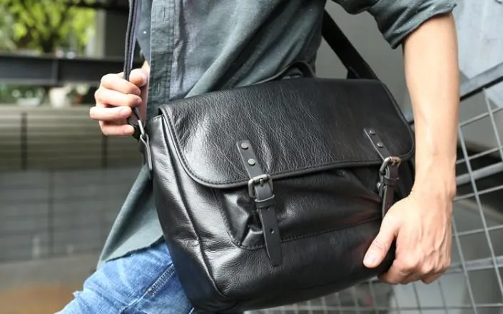 Cool Leather Mens Messenger Bag Briefcase Shoulder Bag for men