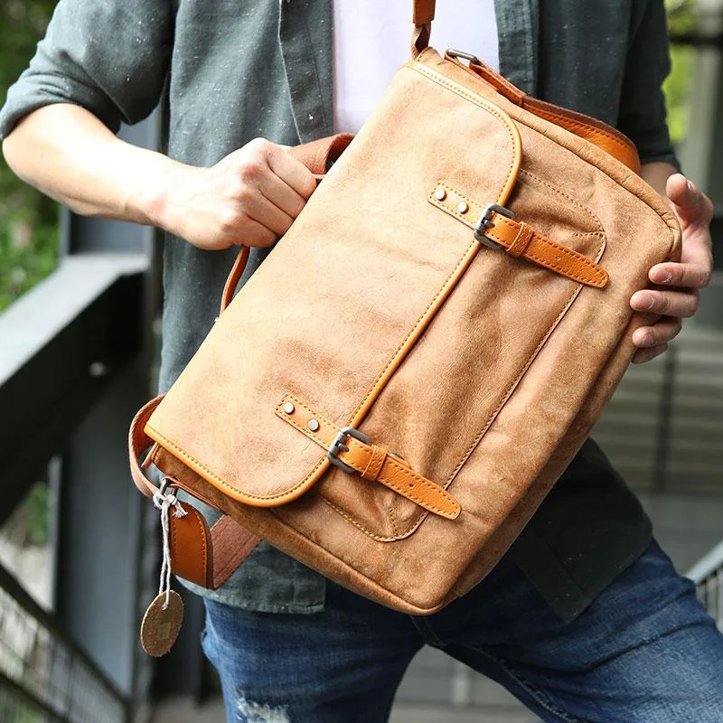 Cool Leather Mens Messenger Bag Briefcase Shoulder Bag for men