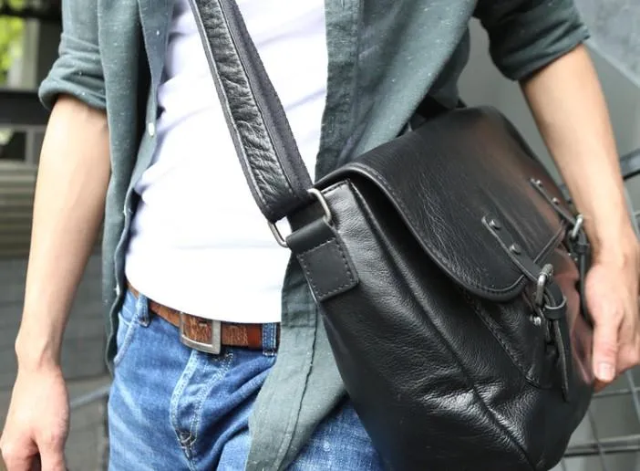 Cool Leather Mens Messenger Bag Briefcase Shoulder Bag for men