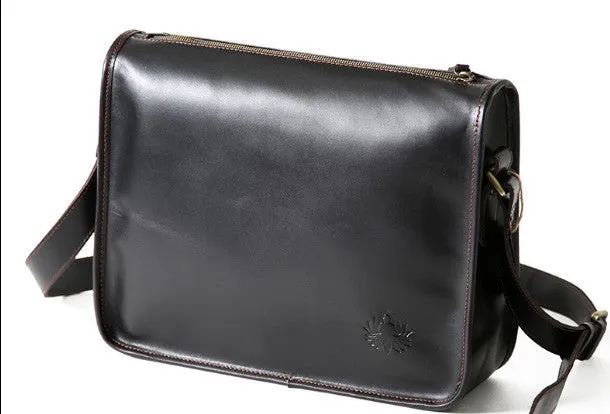Cool leather mens messenger bag shoulder school laptop bag for men