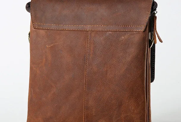 Cool leather mens messenger bag vintage shoulder laptop bag for men