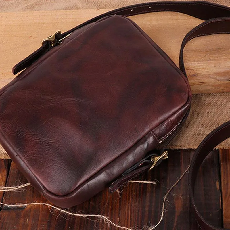 Cool Leather Mens Small Messenger Bag Shoulder Bag Crossbody Bags For Men