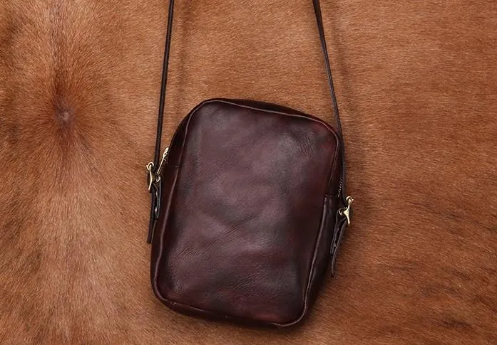 Cool Leather Mens Small Messenger Bag Shoulder Bag Crossbody Bags For Men
