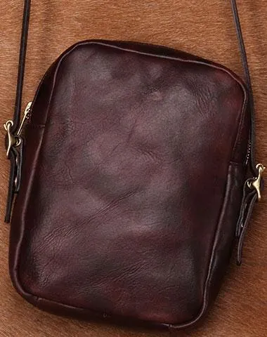 Cool Leather Mens Small Messenger Bag Shoulder Bag Crossbody Bags For Men