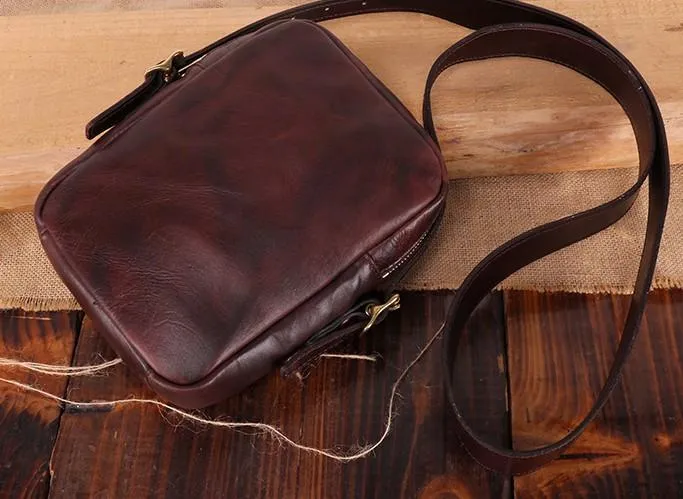 Cool Leather Mens Small Messenger Bag Shoulder Bag Crossbody Bags For Men