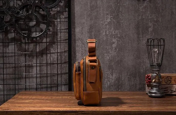 Cool Leather Mens Small Messenger Bag Side Bag Small Shoulder Bag for Men