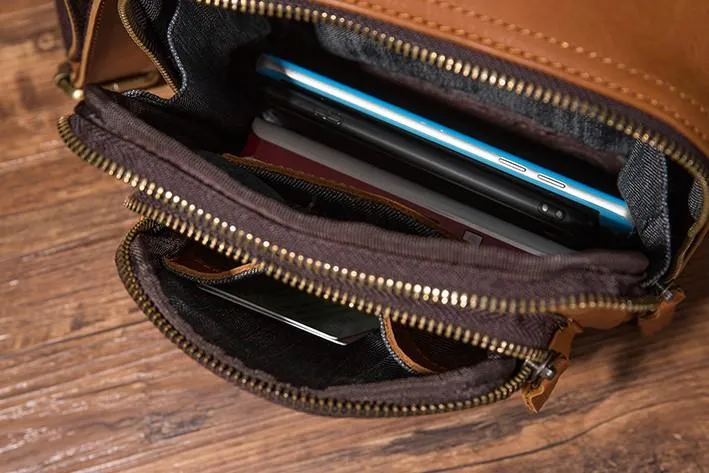 Cool Leather Mens Small Messenger Bag Side Bag Small Shoulder Bag for Men