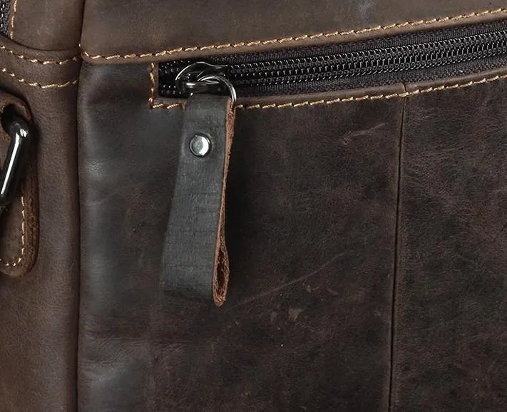 Cool Leather Mens Small Messenger Bag Tablet Side Bag Shoulder Bags For Men