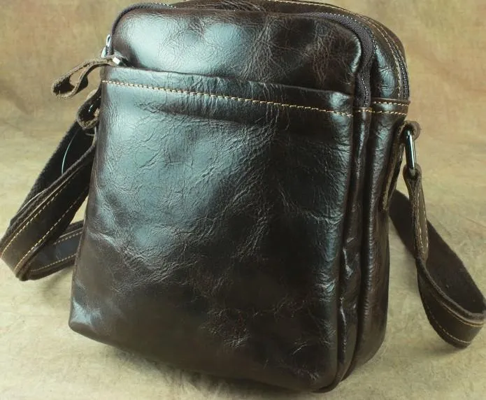 Cool Leather Mens Small Messenger Bag Tablet Side Bag Shoulder Bags For Men