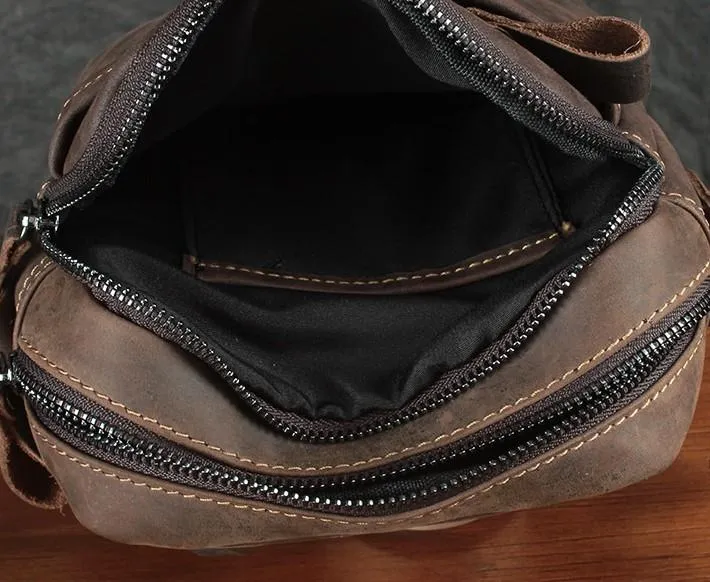 Cool Leather Mens Small Messenger Bag Tablet Side Bag Shoulder Bags For Men