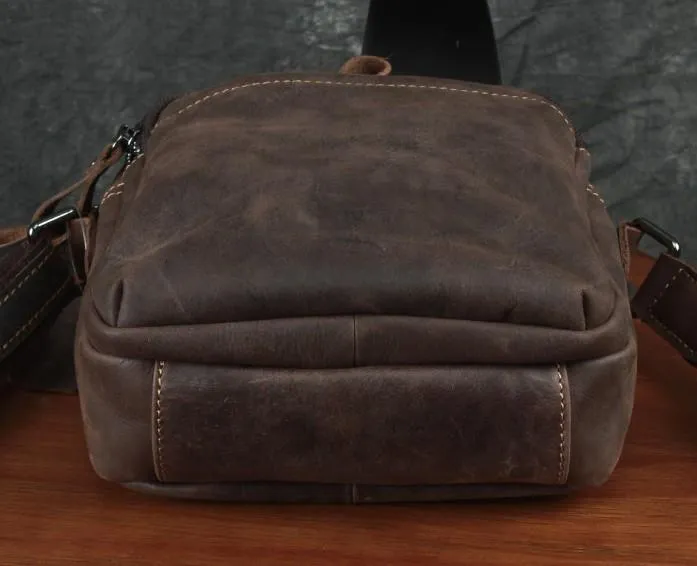 Cool Leather Mens Small Messenger Bag Tablet Side Bag Shoulder Bags For Men