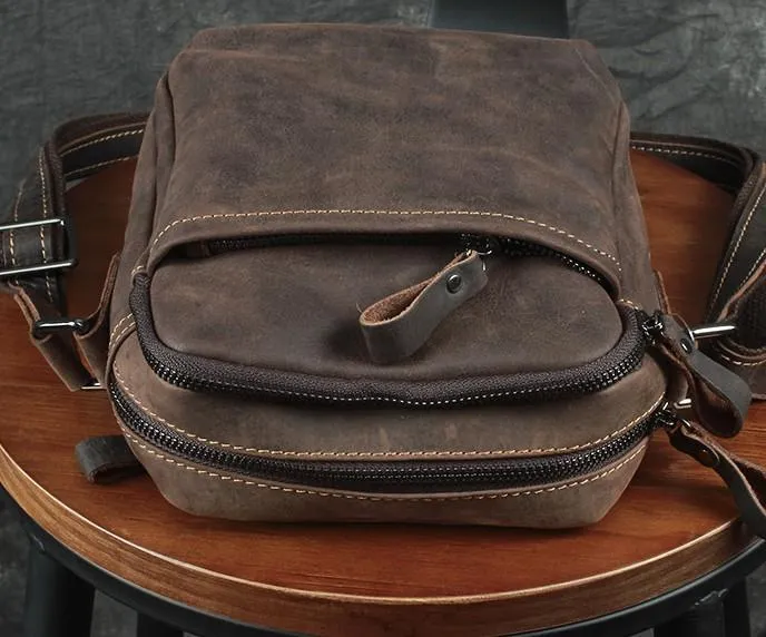 Cool Leather Mens Small Messenger Bag Tablet Side Bag Shoulder Bags For Men