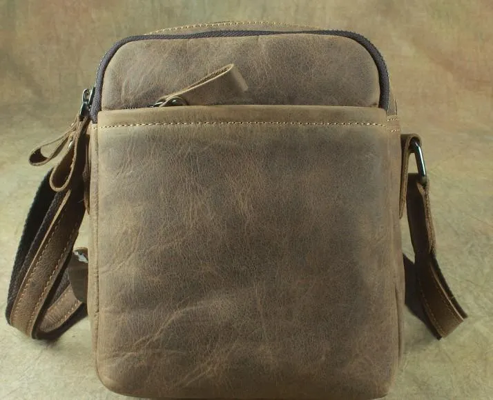 Cool Leather Mens Small Messenger Bag Tablet Side Bag Shoulder Bags For Men
