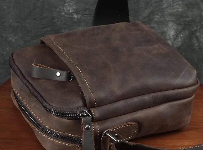 Cool Leather Mens Small Messenger Bag Tablet Side Bag Shoulder Bags For Men