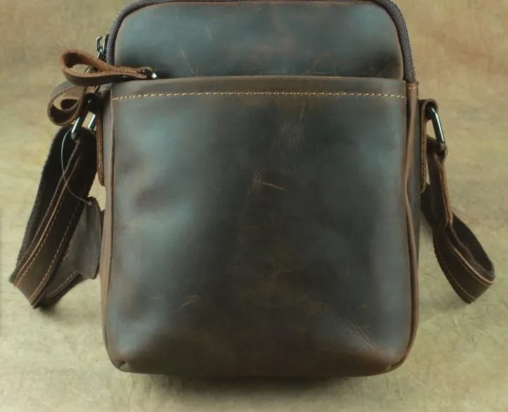 Cool Leather Mens Small Messenger Bag Tablet Side Bag Shoulder Bags For Men