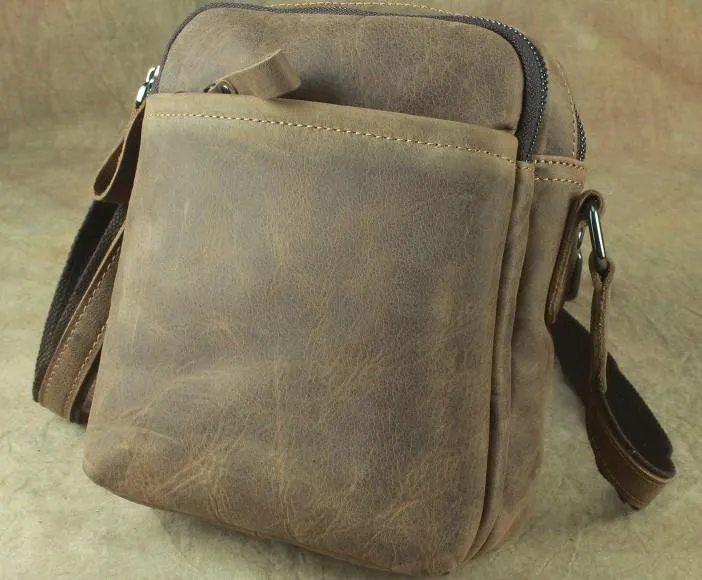 Cool Leather Mens Small Messenger Bag Tablet Side Bag Shoulder Bags For Men