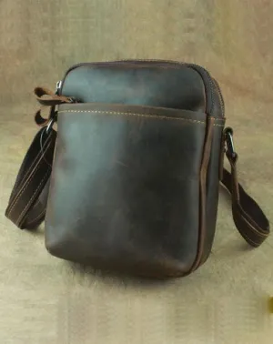 Cool Leather Mens Small Messenger Bag Tablet Side Bag Shoulder Bags For Men