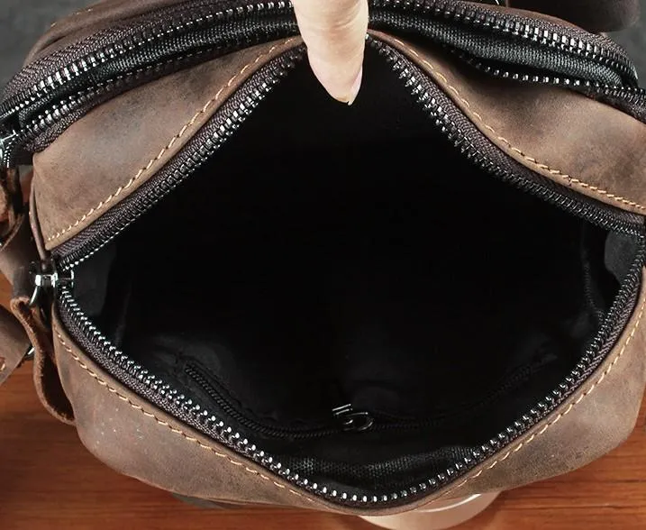 Cool Leather Mens Small Messenger Bag Tablet Side Bag Shoulder Bags For Men