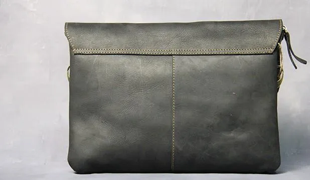 Cool Leather Mens Small Side Bag 11inch Clutch Purse Bag Messenger Bag for Men