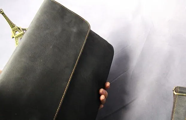 Cool Leather Mens Small Side Bag 11inch Clutch Purse Bag Messenger Bag for Men