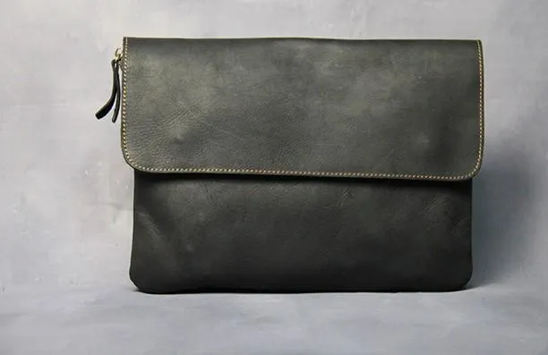 Cool Leather Mens Small Side Bag 11inch Clutch Purse Bag Messenger Bag for Men
