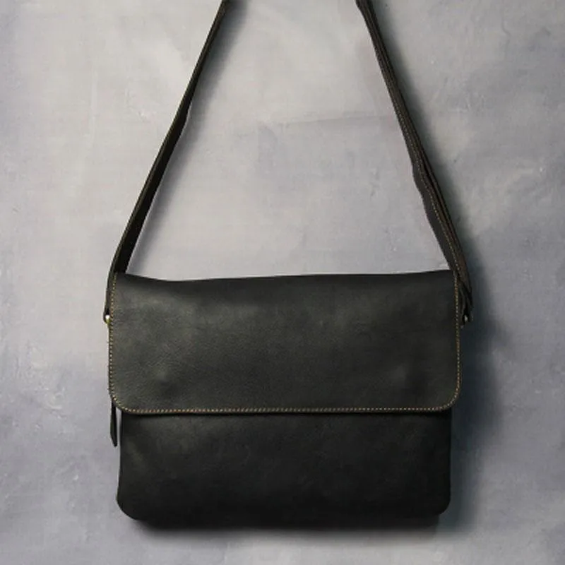Cool Leather Mens Small Side Bag 11inch Clutch Purse Bag Messenger Bag for Men