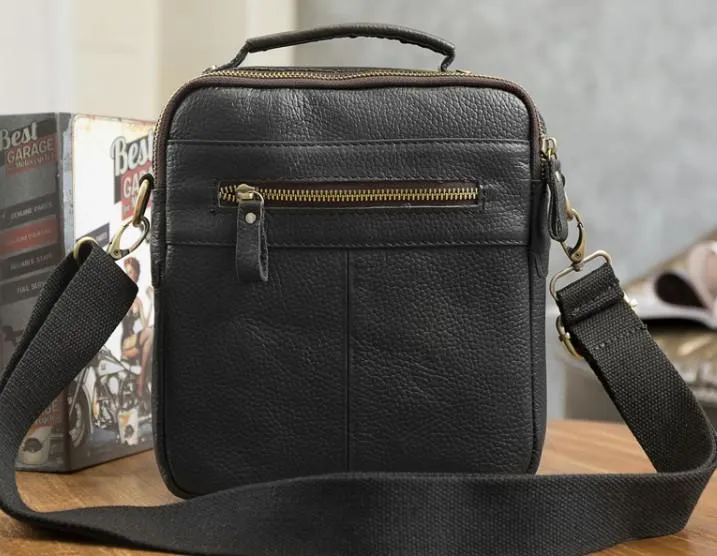 Cool Leather Mens Small Side Bag Messenger Bags Shoulder Bags for Men