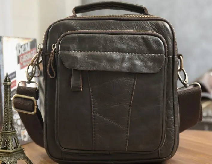 Cool Leather Mens Small Side Bag Messenger Bags Shoulder Bags for Men