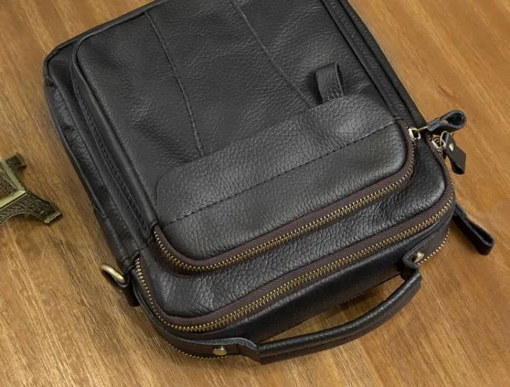 Cool Leather Mens Small Side Bag Messenger Bags Shoulder Bags for Men