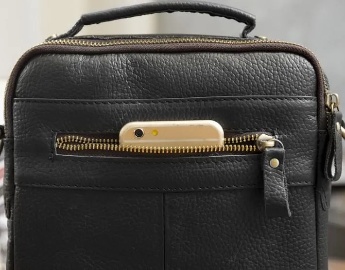 Cool Leather Mens Small Side Bag Messenger Bags Shoulder Bags for Men