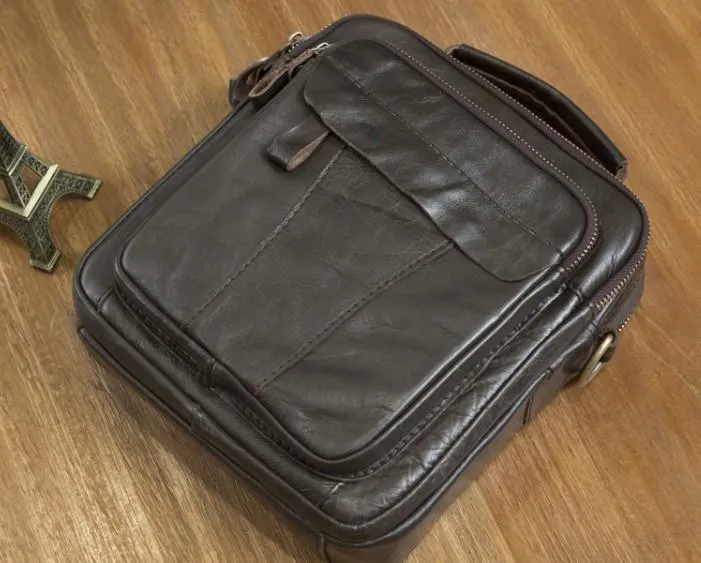 Cool Leather Mens Small Side Bag Messenger Bags Shoulder Bags for Men