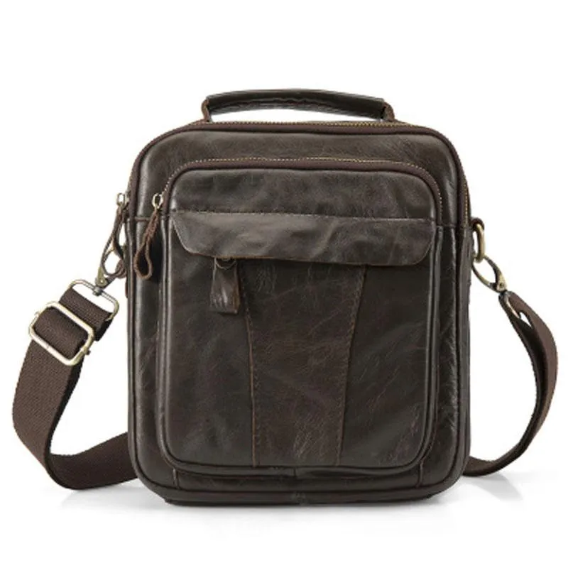 Cool Leather Mens Small Side Bag Messenger Bags Shoulder Bags for Men