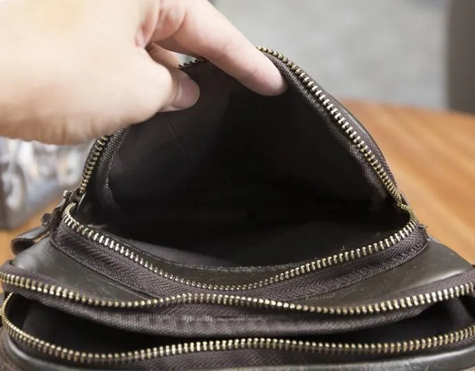 Cool Leather Mens Small Side Bag Messenger Bags Shoulder Bags for Men