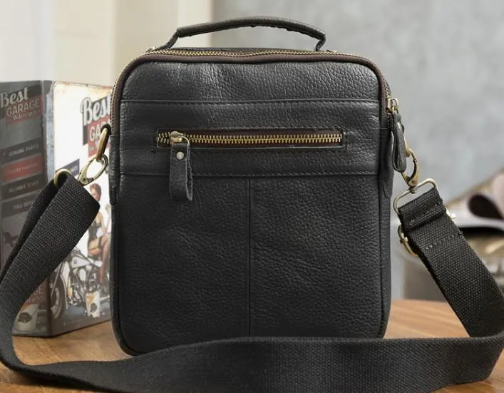 Cool Leather Mens Small Side Bag Messenger Bags Shoulder Bags for Men