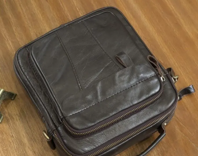 Cool Leather Mens Small Side Bag Messenger Bags Shoulder Bags for Men