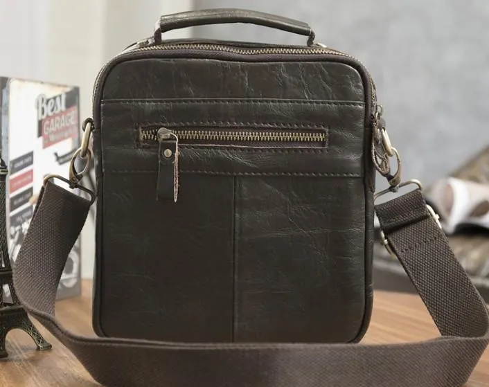 Cool Leather Mens Small Side Bag Messenger Bags Shoulder Bags for Men