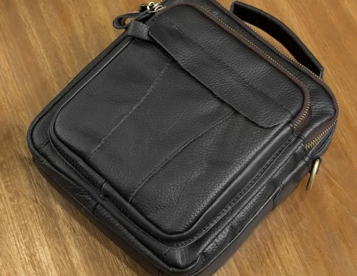 Cool Leather Mens Small Side Bag Messenger Bags Shoulder Bags for Men