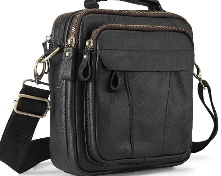 Cool Leather Mens Small Side Bag Messenger Bags Shoulder Bags for Men