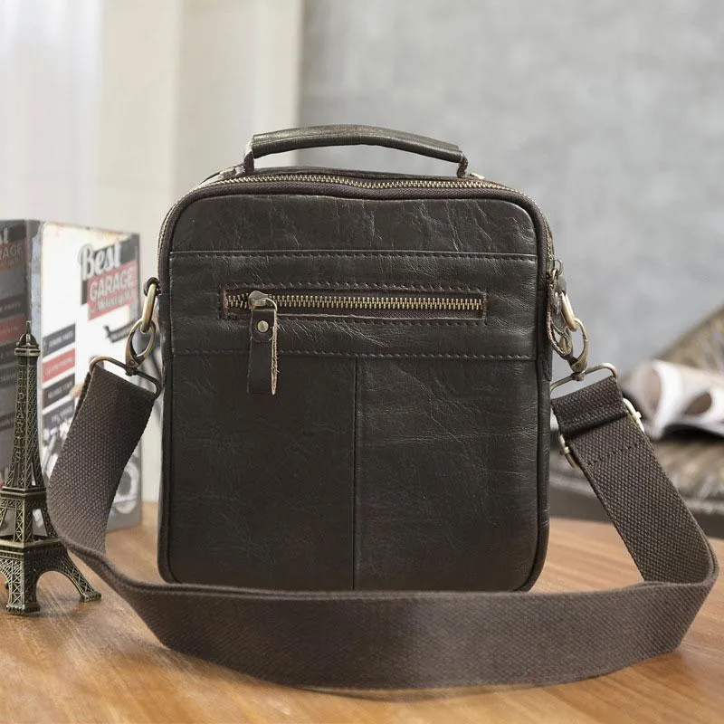 Cool Leather Mens Small Side Bag Messenger Bags Shoulder Bags for Men