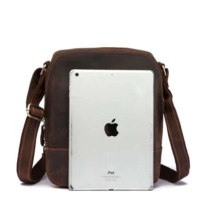Cool Leather Men's Small Tablet Messenger Bag Small Side Bag Small Shoulder Bag For Men