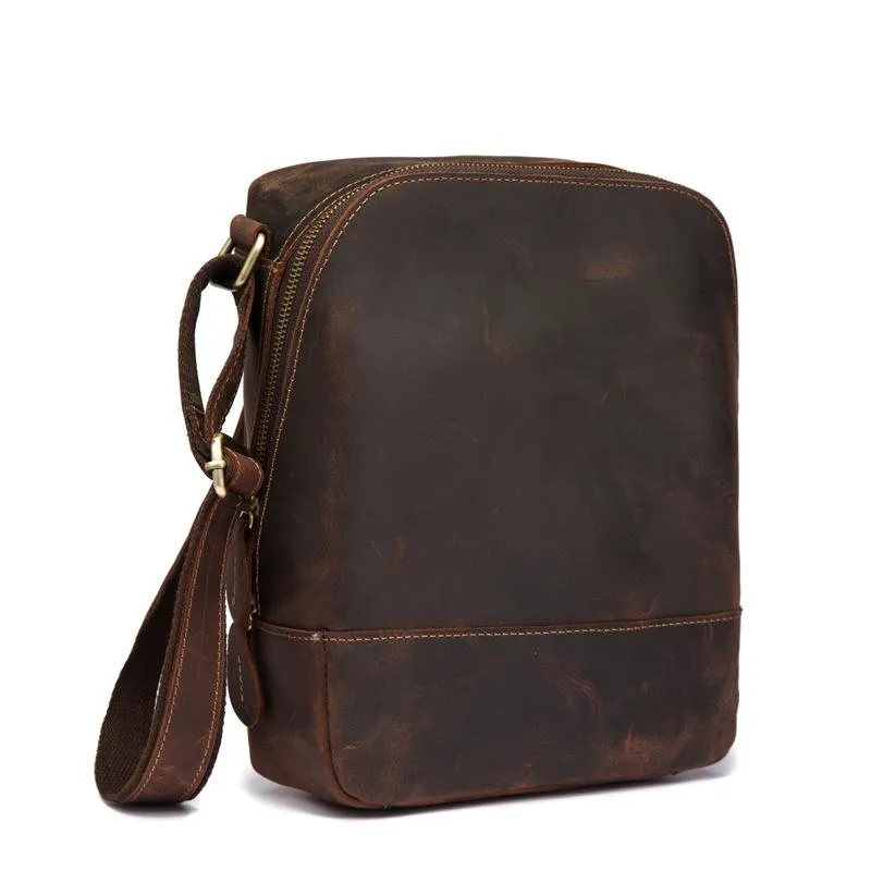 Cool Leather Men's Small Tablet Messenger Bag Small Side Bag Small Shoulder Bag For Men