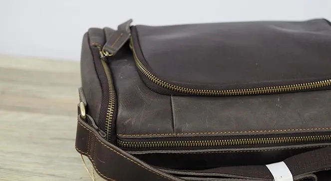 Cool Leather Small Mens Barrel Side Bag Bucket Shoulder Bag Messenger Bag for Men