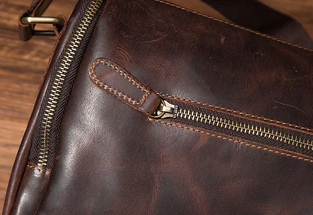 Cool Leather Small Mens Barrel Side Bag Bucket Shoulder Bag Messenger Bag for Men