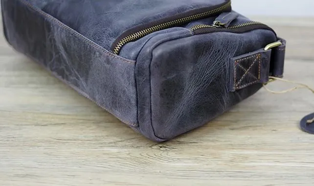 Cool Leather Small Mens Barrel Side Bag Bucket Shoulder Bag Messenger Bag for Men