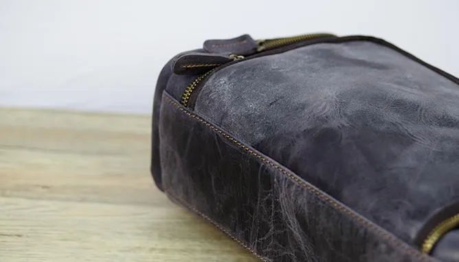 Cool Leather Small Mens Barrel Side Bag Bucket Shoulder Bag Messenger Bag for Men
